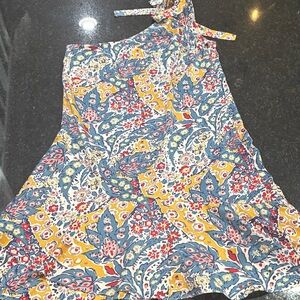 Likely Floral One-Shoulder Mini Dress - Blue, Yellow, Red